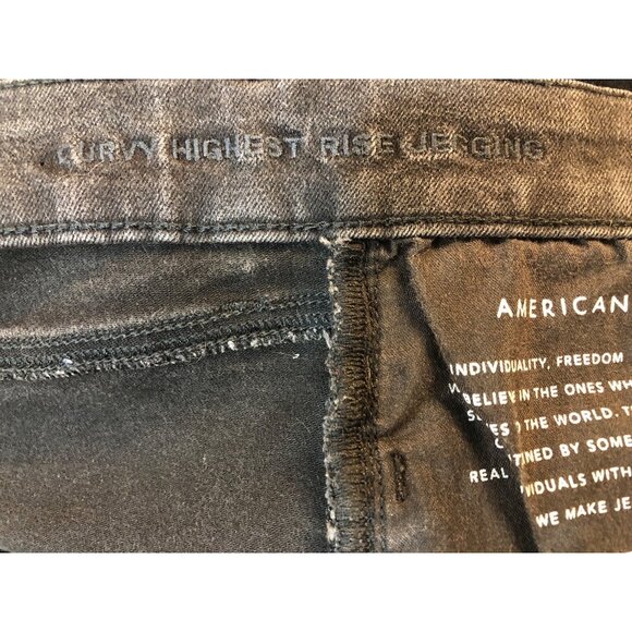American Eagle Outfitters Next Level Stretch Curvy Highest Rise Blk Jegging Sz 4 - Picture 8 of 11